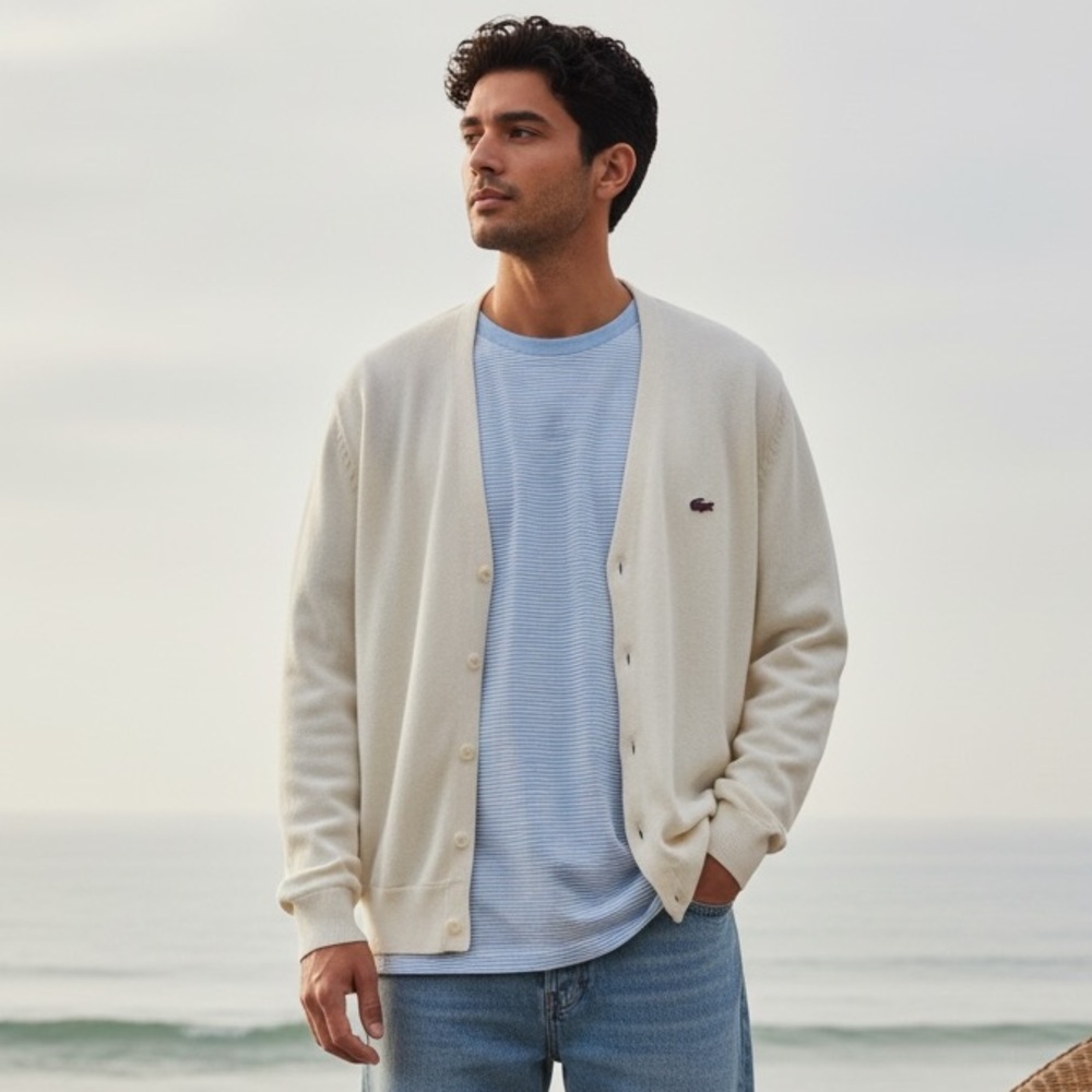 Vintage Hampton Bay Trading Company Cardigan XL Lacoste Logo Sweater